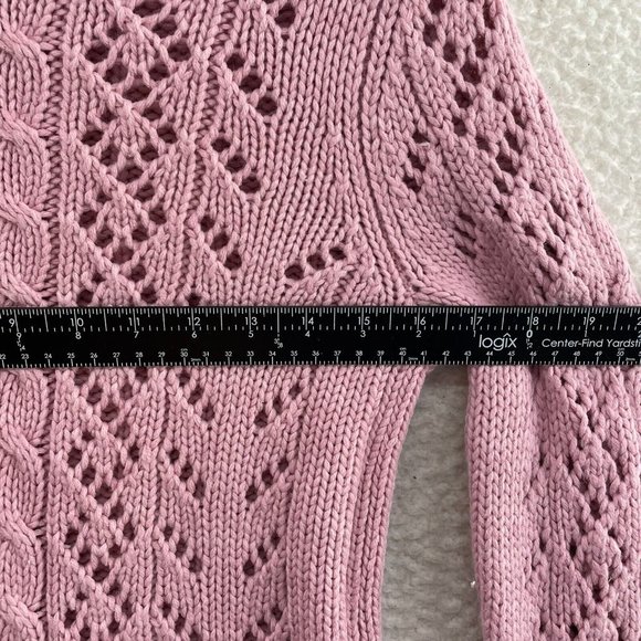 Y2K 2000s Arizona Jeans Pink Crochet Knit Double Zip Sweater Womens M Medium - Picture 5 of 7